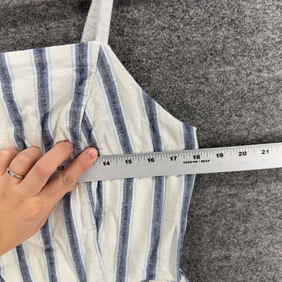 Old Navy Jumpsuit Women XL White Striped Sleeveless STraight Square Neck Linen - Picture 3 of 6